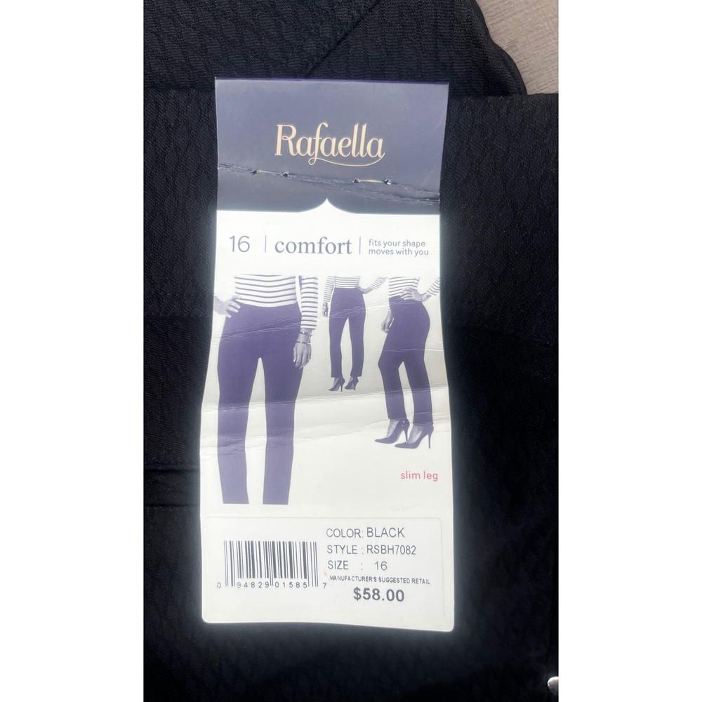 Rafaella Comfort Stretch Slim Leg Pants Black Textured Diamond Weave NWT - Picture 3 of 3